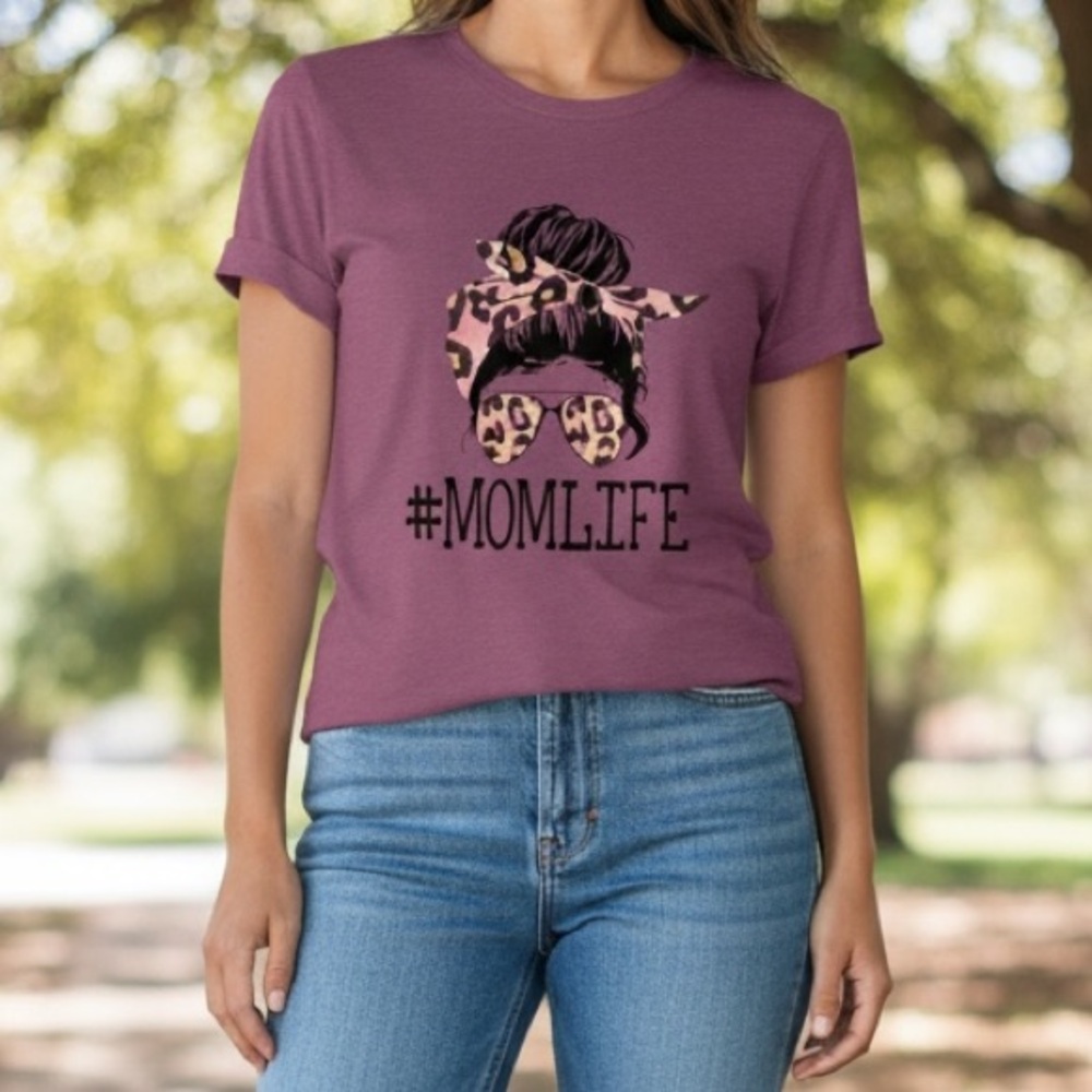 NEW•XL•”MOMLIFE” LITTLE BIT OF SHADE & LEOPARD TOP